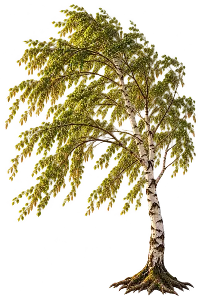 A silver birch bending gently with an occasional breeze